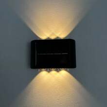 1pc 6-LED Outdoor Solar Wall Light, Dual-Head Up & Down Lighting For Stairs, Villa, Hotel Exterior, Yard, Indoor