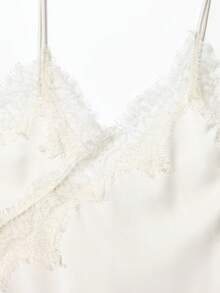 Seelio 新款女式时尚欧美风蕾丝装饰性感内衣式上衣 - 米色 - 查看 5