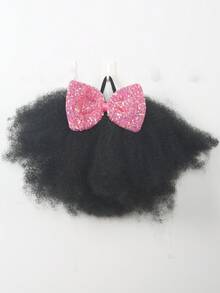 1pc Bow Clip And Go Afro Kinky Marley Ponytail With Elastic Band Soft Hair Girl Braided Ponytail For - Black - View 9