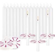 50 Church Candles With Drip Protectors For Devotional Candle Vigil Service, Box Of 50 Candles, Unscented White 5" H X 1/2" D, No Smoke,26546985 - 紫紅色 - 查看 1