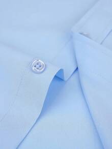 Kit Of 2 Men's Long-Sleeved Plus-Size Shirts, Solid Color, Business Casual Style, Comfortable And Breathable. - xanh navy/xanh nhạt - Xem 6