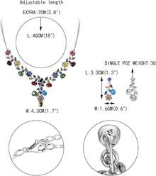Cristal Austriaco Bola de Boda Flor Hoja Collar Pendientes Conjunto Iridiscente - Multicolor Plateado - Ver 5