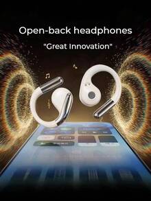 Lenovo Auriculares Bluetooth EA360, auriculares de doble uso para juegos y música, estilo gancho para la oreja, resistentes al sudor, tecnología de conducción ósea negra, Bluetooth 5.4 de baja latencia, color Sakura White - Sakura White - Ver 1