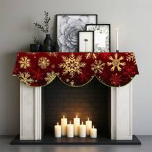 Pañuelo navideño para chimenea con estampado de copos de nieve, ideal para decorar la mesa o la chimenea en fiestas navideñas. - Multicolor - Ver 1