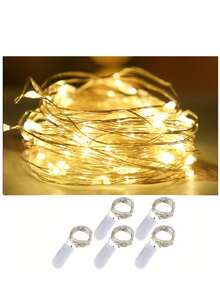 [1/3/5/12 Packs & 3 Modes] Fairy Lights Battery Powered 7FT 20LED Twinkle Lights Battery Mini Lights Small LED String Lights Waterproof Silver Wire For Indoor Mason Jar DIY Wedding Christmas Decor, (White)