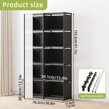 1pc Large Capacity Portable Wardrobe Closet, Easy-Assemble Clothing Storage Cabinet In White/Black, Ideal For Closet Organization, Home, Dorm & Rental Living - 彩色 - 查看 13