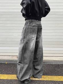 Men's Street Style Loose Casual Jeans, Relaxed Fit - Fashionable Casual All/Global/Universal Loose - Grey - View 1