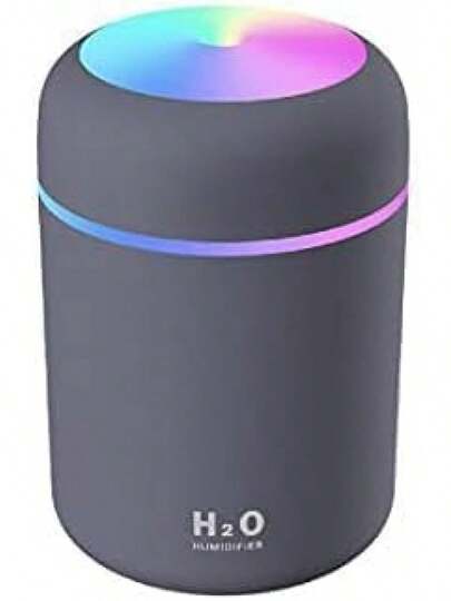 Portable Colorful Mini Humidifier - Essential Oil Diffuser H2O -Portable 300 Ml USB Air For Bedroom, Car, Office, Desktop With Light & 2 Mist Modes (Black) 4.69*3.07*3.07inch