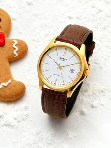 Casio Women's Wrist Watch, Dress Series, Fashion Minimalist Casual Business Analog Quartz, Date Display, Water Resistant, Genuine Leather Strap, Korean/Japanese Style, White Dial, Model MTP-1183Q-7A - White - View 3