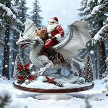 [Kundenliebling] Weihnachtsmann & Drachen Acryl Dekoration - Perfekt für Heim- und Bürodekoration, ideales Weihnachtsgeschenk, 10x8