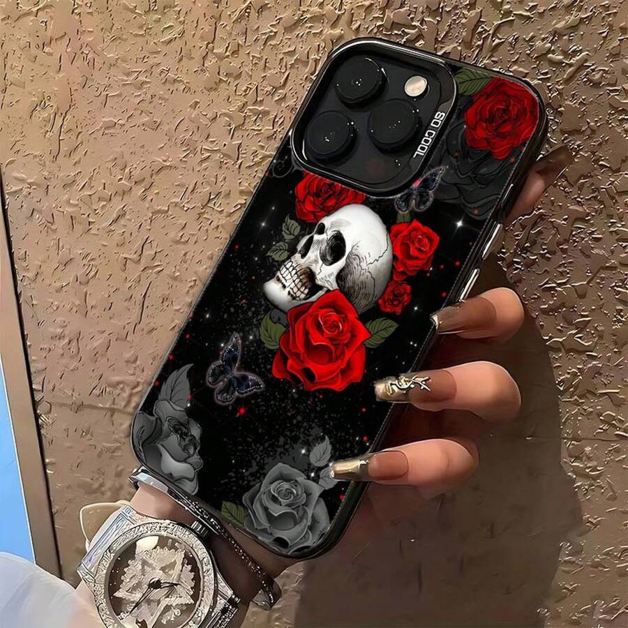 Funda de Adecuada para 12/12 Pro/12 Pro/13/13 Pro/13 Pro/14/14 Pro/14 Pro/14 PLUS /15/15 Pro/15 Pro/16/16 Pro/16 Pro Series teléfono para, bonita, moderna, estética, con patrón de protección,Pascua, Navidad, Novia, Amiga, Regalo, Funda Protectora de Carcasa Suave, Funda deóvil para Parejas perfecto como regalo para el Día de la Madre, cumpleaños o aniversarios para tus seres queridos Funda Antigolpes Para Y Otros Calaveras, Rosas Rojas Y Mariposas Negras17 17promax - Negro - Ver 1