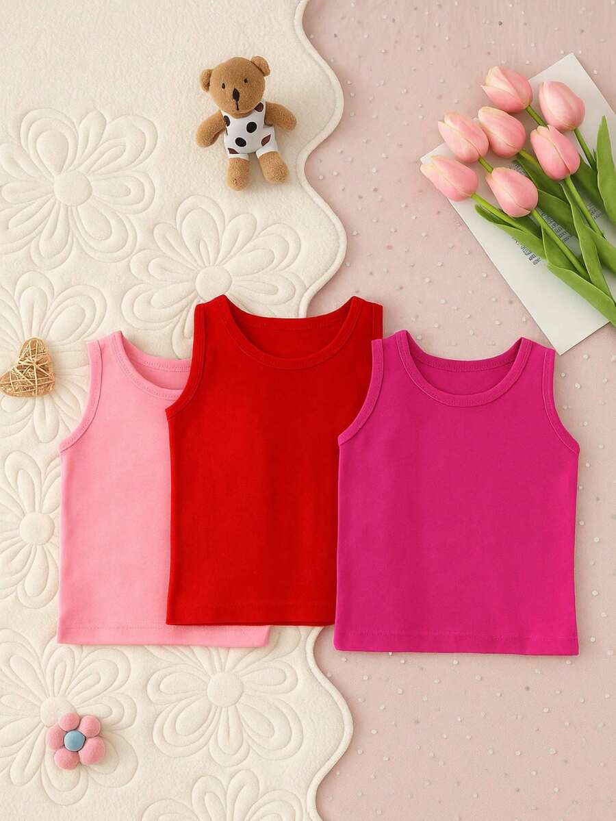Set Of 3 Baby Girl Tank Tops - 彩色 - 查看 1