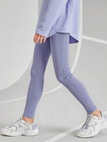 Balabala Tween Girl Autumn Leggings - Quick-Dry Slim Fit - Purple - View 4