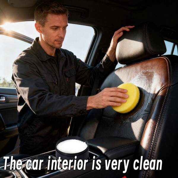 1 Piece Of Automotive Interior Cleaning And Care Cream, Complete With Sponge Applicator, Suitable For Seat And Dashboard Cleaning And Maintenance. A Versatile Interior Upholstery Maintenance Cream For Multiple Leather Surface Applications.