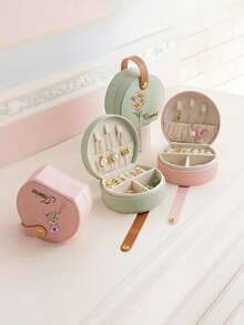 Customized Text Korean Style Internet Celebrity Portable Jewelry Box Storage For High-End Exquisite Jewelry Necklaces, Rings, Earrings, Earrings, Jewelry Storage Box Velvet Portable Jewelry Box Ring Necklace Bracelet Jewelry Box Square Velvet Faux Pearl Jewelry Box Portable Mirror Jewelry Box Storage For High-End Velvet Jewelry Necklaces, Rings, Earrings, Earrings, Jewelry Accessories Back To School,Home Refresh,Customized Jewelry Boxes,Chic Autumn,Home & Living,Haunt Your Home,Souvenirs,Reusable,Adorable,High-Quality,Elegant Living,Artful Living - Multicolor - View 10