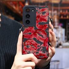 Labios Rojos Vívidos Diseñados para Funda de Teléfono  Galaxy S25 Ultra/S24 PLUS/S23+/S22/S21 Series con Absorción de Impactos, Antideslizante, Estructura Ligera, Diseño Nuevo y Elegante y Protección de Funda Suave de TPU de Alta Calidad - Colores mixtos - Ver 2