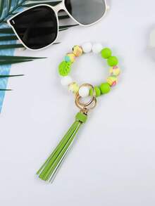 1個葉形矽膠和珠子鑰匙扣,配上pu流蘇,適用於手袋、汽車鑰匙,母親節或教師節禮物 - 彩色 - 查看 20