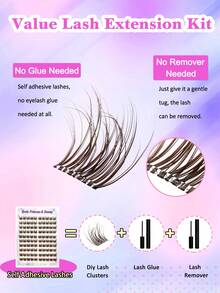 100Pcs No Glue Needed & No Remover Needed Brown Self Adhesive Lashes Cluster Fluffy 11-13mm Fluffy Individual Lashes Self Adhesive DIY Eyelashes Extension Pre-Glued Cluster Lashes Natural Wispy Lashes Extension C Curl Lash Clusters No Glue Need No Remover False Eyelashes (Z-MQDD)