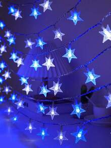 1个装 10/20/30/30/40/80颗灯珠 1.5/3/3/4.5/6/10米 星形泡泡球卧室装饰 生日派对室内氛围 LED灯 婚礼派对节日装饰礼物 小礼品 彩色闪光串灯 电池盒 斋月 节日灯饰