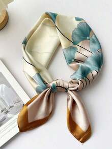 1pc Women Printed Scarf, Fashion Faux Silk Neckerchief Lightweight Elegant Square Scarf - 彩色 - 查看 6