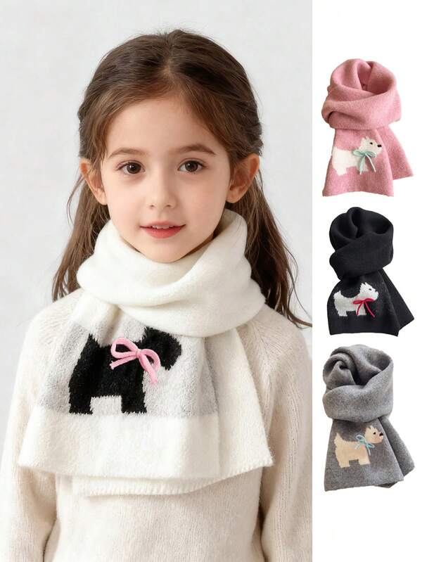 1 pièce Écharpe en peluche douce de chiot de dessin animé pour enfants - Écharpe créative d'animal chaud pour l'automne/l'hiver, écharpe pour étudiants - Meilleur cadeau pour l'hiver et les vacances en extérieur