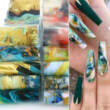 10 Sheets Nail Foil Flower Nail Stickers Floral Nails Design Starry Sky Foils Nail Art Nail Transfer Foil Nail Decals Nail Salon Decoration - Style 3 - 查看 9