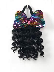 1pc New Ponytail Hair Extension, Curly Wavy Style, Private Label, Suitable For Black Girls - Natural Black - View 12