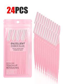30pcs Exquisite Bagged Men's And Women's Facial Razors, Eyebrow Trimmers And Facial Hair Removers, Facial Hair Removal, Men's And Women's Facial Razors, Hair Trimming Tools, With Precision Sleeves, Hair Removers, Eyebrow Trimmers, Easy To Carry For Travel 1/3/6/12/24pcs (Pink)