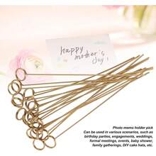 Portatarjetas de Metal Floral, 50 Piezas Clips de Selecciones Florales Arreglo Floral Reutilizable Porta Tarjetas de Dorado Porta Tarjetas Florales de Alambre Selección de - En forma de corazón - Ver 5