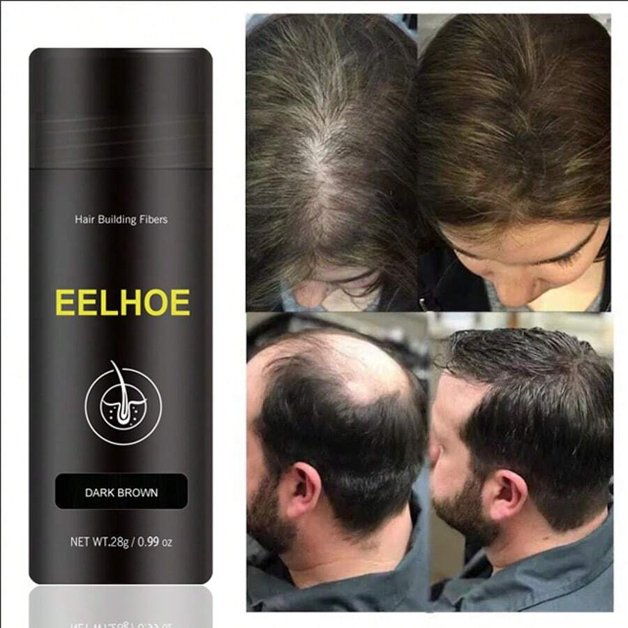 28g,Hair Fiber Powder, Dense Hair On The Top Of The Head, Hair Seams, Sparse Hairline, Receding Filling Powder, Covering Sparse, Plump And Fluffy - 深棕色 - 查看 1