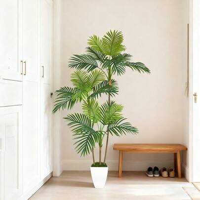 1 pièce Palmier areca artificiel de 140-180 cm, décoration de plante fausse d'intérieur et d'extérieur pour la maison, le jardin, le salon, le balcon, Noël, Halloween