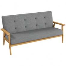 HOMCOM Three-Seater Upholstered Sofa, Rubberwood, 154.5 X 69.5 X 73, Grey On Site