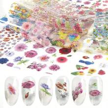 300Pcs Flowers Nail Foil, Holographic Nail Art Foil Flower Transfer Foils Paper 3D Floral Nails Stickers Fingernail Wraps Decals Manicure Design Kit Nails Decoration - No1 - 查看 4