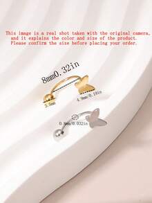 1 件 18K 镀金蝴蝶鼻环，防过敏轻质银质鼻饰耳环吊坠鼻穿孔珠宝/金口环/银鼻环/女士 316L 不锈钢唇环耳环/耳屏环软骨 - 蝴蝶型 - 查看 3