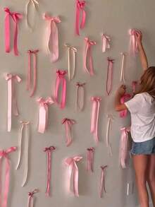 12pcs Pink Bow Wall Decor, Bow Garland Suitable For Birthday, Bridal Shower, Bachelorette Party, Gender Reveal Party - Multicolor - View 8