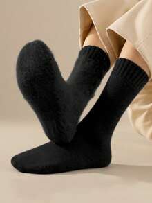 1/3/5/10/20 Pairs Men's Thermal Lined Socks, Thick Warm Hiking Boot Socks, Soft & Comfortable, Suitable For Cold Weather, Long Socks, Fuzzy Black Winter Socks