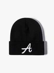 1顶男女通用Y2K风格刺绣字母A针织帽，适合户外、休闲、冬季通勤等多种场合。 - 針織帽 - 查看 10