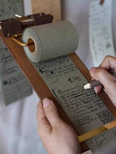 Wooden Sticky Note Board Holder, Large Vintage Roll Sticky Note Paper, Removable And Tear-Off Paper, Compatible With Bamboo Pens, Suitable For Rural-Style Bulletin Boards Or Bulletin Board Alternatives In Homes, Offices, And Classrooms, Made Of Durable Wood