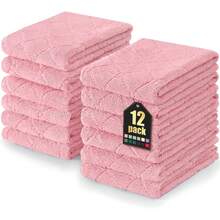 12 Pack Kitchen Dish Cloths (10 X 10 Inches, Cream Yellow), Super Soft And Absorbent Coral Velvet Dish Towels, Nonstick Oil Fast Drying Microfiber Cleaning Cloth, No Lint Household Dishcloths, 2025 - 粉色 - 查看 7