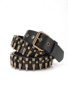 Unisex Punk Style Bullet-Shaped Pistol Model Buckle Belt (Length Excluding Buckle) - 銅色 - 查看 4