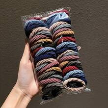 SGIAWETA-30 Pcs.Seamless Elastic Women's Hair Bands - Thick, Telescopic Hair Bands Ponytails With Geometric Patterns, Suitable Thick Curly Hair, Available In Several Colors - Birthday - Black - View 2
