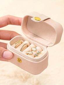 1 Mini Portable Travel Simple Leather Jewelry Storage Box, Travel Portable Earring Ring Necklace Jewelry Storage Box, Used For Displaying Rings, Necklaces, Earrings And Gift Packaging, Valentine's Day Gifts,Christmas Decoration,Bedroom Decor,Room Decor Bedroom,Christmas Gifts,Christmas Decorations,Christmas Decorations Home - 彩色 - 查看 5