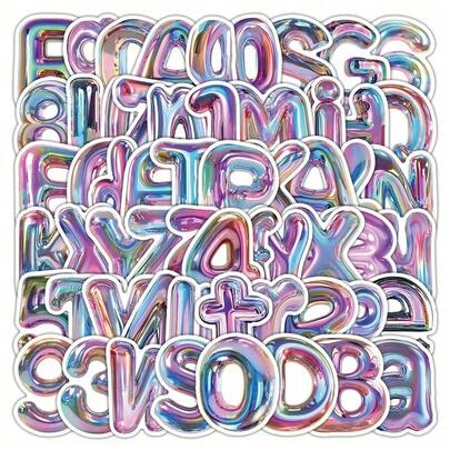 60pcs Colorful Letter & Number Stickers, Student DIY Decor For Stationery, Notebook, Water Bottle, Phone Case, Tablet, Skateboard, Luggage, Guitar, Waterproof Graffiti Stickers,School Supplies,Back To School