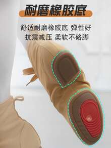 1 Paio di Stivali da Ballo Jazz Alti Cammello, Scarpe da Ballo con Suola Morbida per Donne, Pratica di Ballo all'Aperto in Inverno, Nuovo Design - Cachi - Visualizzare 3