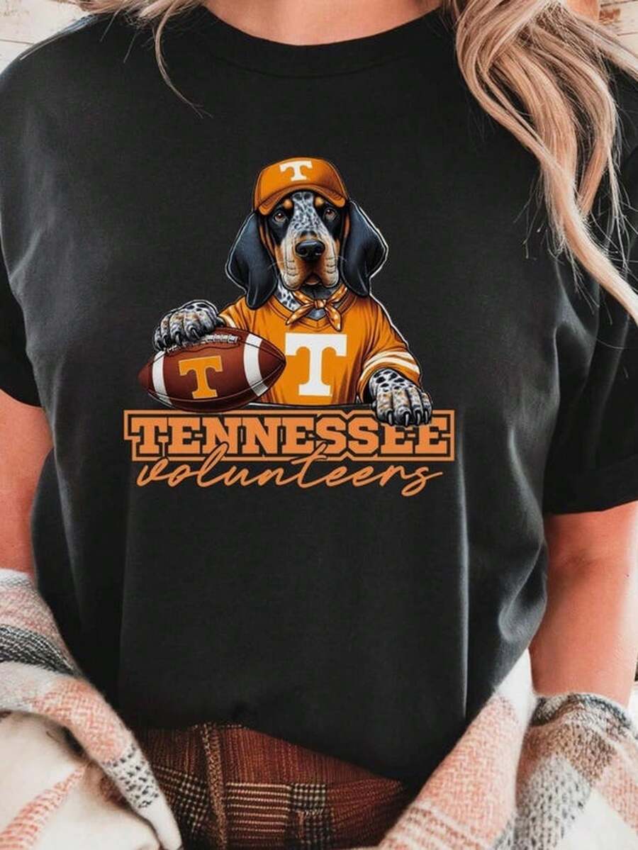 Tennessee VolunT-EErs Dog T-Shirt Game Day UniS-Ex A-Pparel220gsm 100% Pure Cotton T-Shirt. This Relaxed-Fit T-Shirt Is Suitable For Outdoor Activities, Home Wear, Work Or Street-Style Casual Wear. Crafted From Comfortable Pure Cotton Fabric With A Retro-Inspired Fit, It Makes An Excellent Gift Choice And Is Ideal For Fashionable, Comfortable Travel Or Wo - màu đen - Xem 1