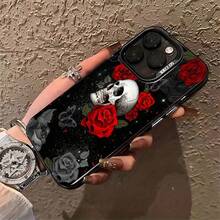 Funda de Adecuada para 12/12 Pro/12 Pro/13/13 Pro/13 Pro/14/14 Pro/14 Pro/14 PLUS /15/15 Pro/15 Pro/16/16 Pro/16 Pro Series teléfono para, bonita, moderna, estética, con patrón de protección,Pascua, Navidad, Novia, Amiga, Regalo, Funda Protectora de Carcasa Suave, Funda deóvil para Parejas perfecto como regalo para el Día de la Madre, cumpleaños o aniversarios para tus seres queridos Funda Antigolpes Para Y Otros Calaveras, Rosas Rojas Y Mariposas Negras17 17promax - Negro - Ver 4