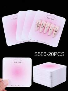 20/30/50张粉色渐变花朵美甲展示卡，XS-S-M-L尺寸，74*74mm，坚固的纸板材质，适用于美甲沙龙、网店和礼品包装 - 专业人士和顾客均可使用，无需组装，高品质纸张，时尚装饰性美甲卡。 - 彩色 - 查看 10