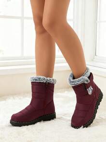 FZY 2026 Winter New Mid-Calf Boots, Non-Slip Winter Women's Snow Boots - Thick-Soled Women's Mid-Calf Snow Boots, Lightweight And Shock-Absorbing Outdoor Sports Boots - Leather Boots With Fur Lining, Warm And Insulated Winter Snow Boots, Suitable For Outdoor And Casual Winter Women's Boots, Available In Multiple Colors, Perfect For Holiday Occasions. Suitable For Romantic Dates, Elegant Business Attire, And Casual Wear, Making A Perfect Holiday Surprise Gift. Valentine's Day Romantic Charm Avant-Garde Elongated Women's Boots, Easter Outing Casual Women's Shoes. - 紅色 - 查看 5