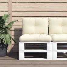 vidaXL 2-teiliges Palettenkissen, Cremefarbener Stoff - Weiss - Übersicht 1