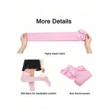 1 Pair Simple Bow Over-The-Knee Stockings, Smooth & Soft - 珊瑚粉 - 查看 6